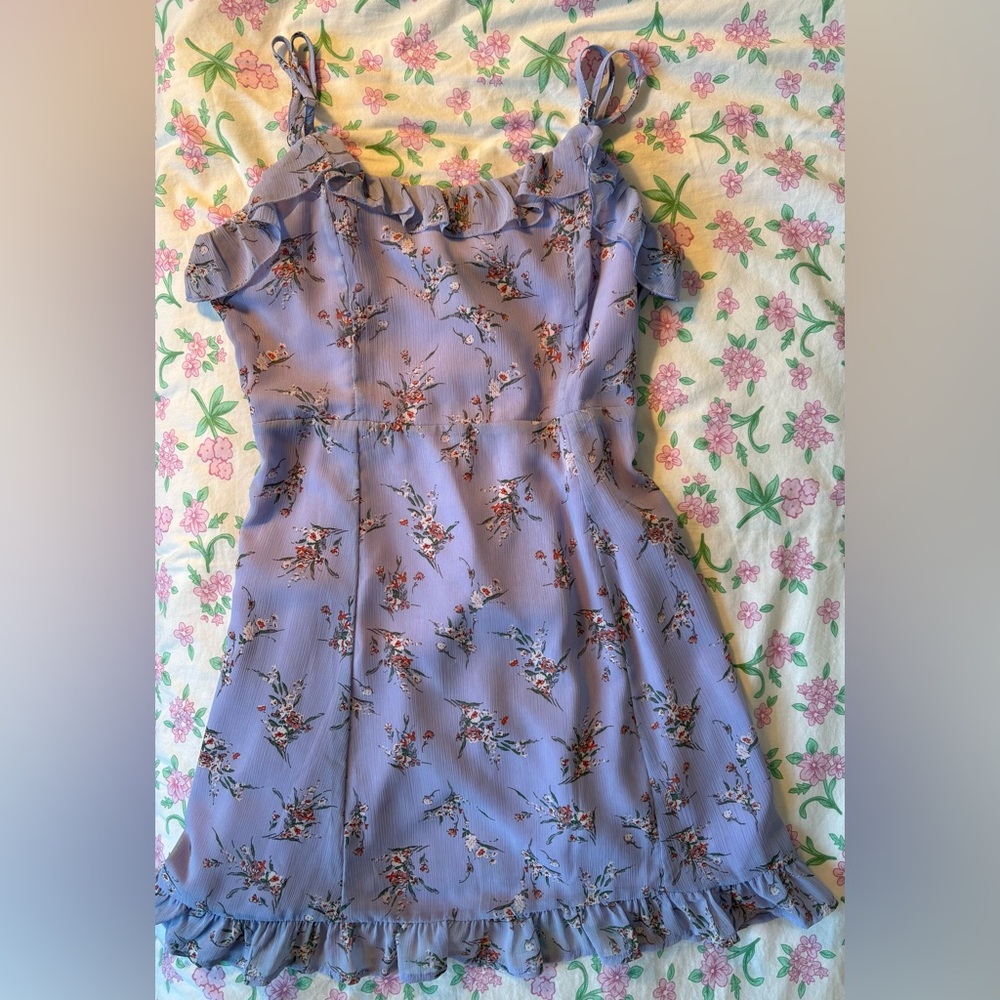 light purple floral ruffle dress